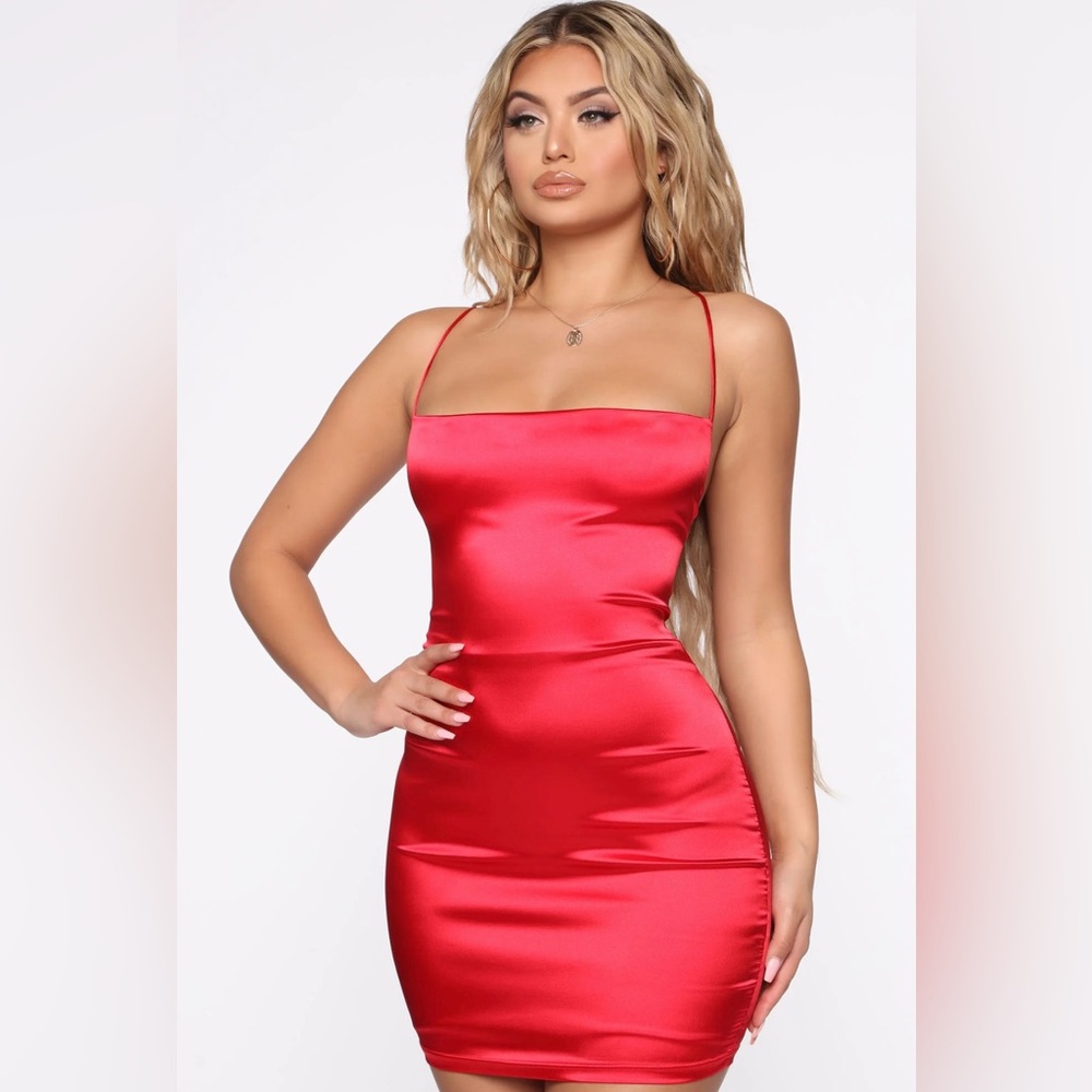Fashion Nova | Take Me Higher Satin | Mini Dress | Medium | Red ❤️‍🔥